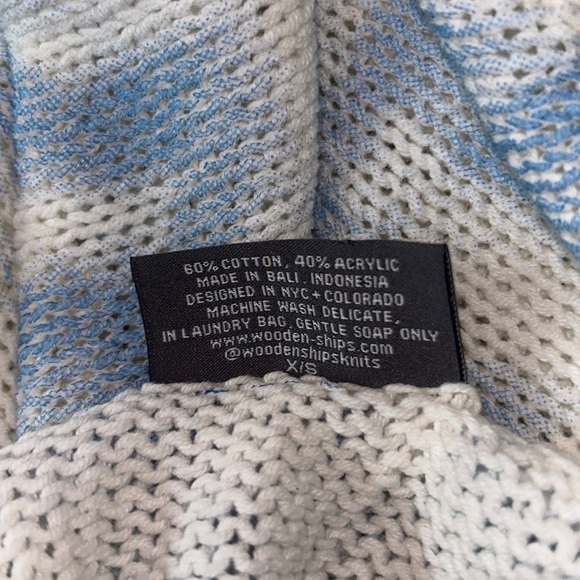 Wooden Ships Blue & White Tie Dye Printed Oversized Short Sleeve Knit Sweater XS - Picture 10 of 11